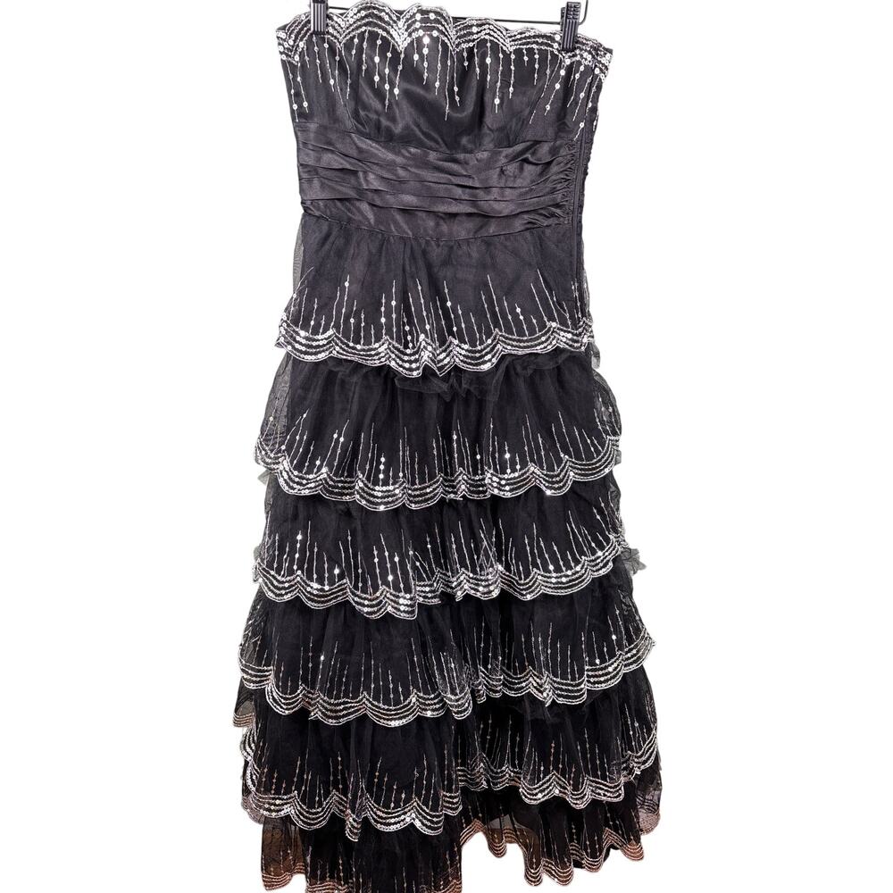 Masquerade 914163 Women's Size 9/10‎ Black Sequined Strapless Prom Evening Dress